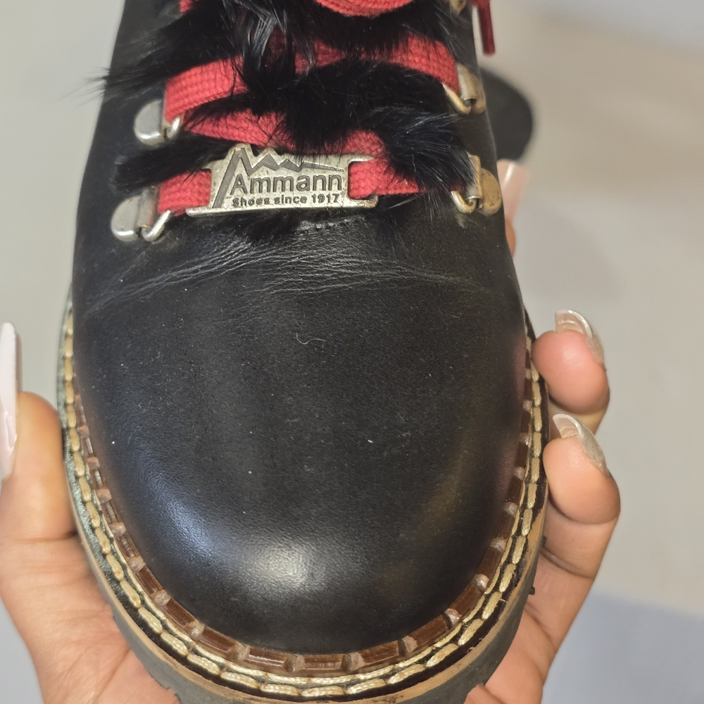 Ammann Splugen Lambsfur Boots Women's Size 38 Black Leather Fur Alpine - Picture 9 of 13